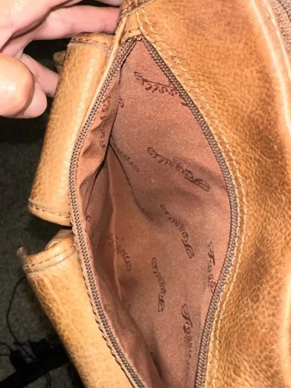 Fossil 75082 Brown Pebbled Leather Messenger Shoulder Bag